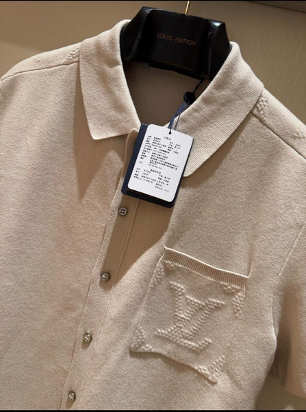 Monogram Embossed Short-Sleeved Knit Shirt