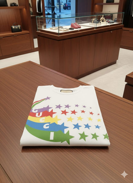 Rainbow Star Graphic T-Shirt Bold Luxury with Playful Style