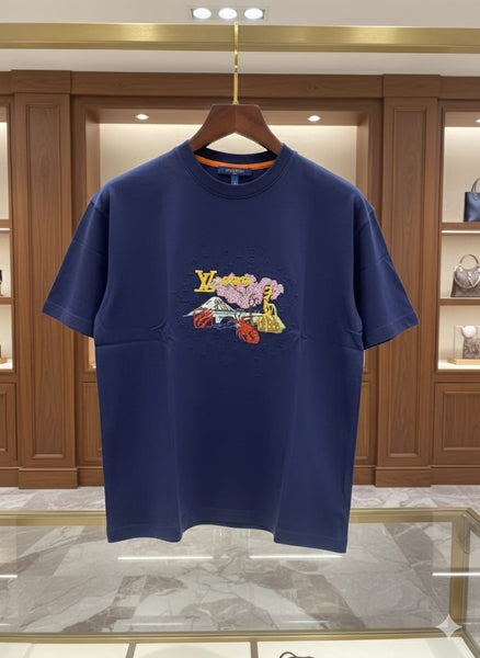 Premium Men’s Navy Blue Graphic Crew Neck T-Shirt