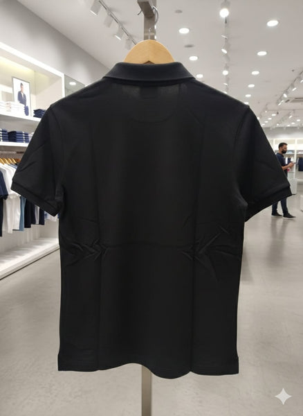 Black Polo T-Shirt with Signature Logo Embroidery
