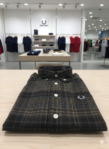 Dark Plaid Button-Down Shirt  Premium Cotton Casual Wear