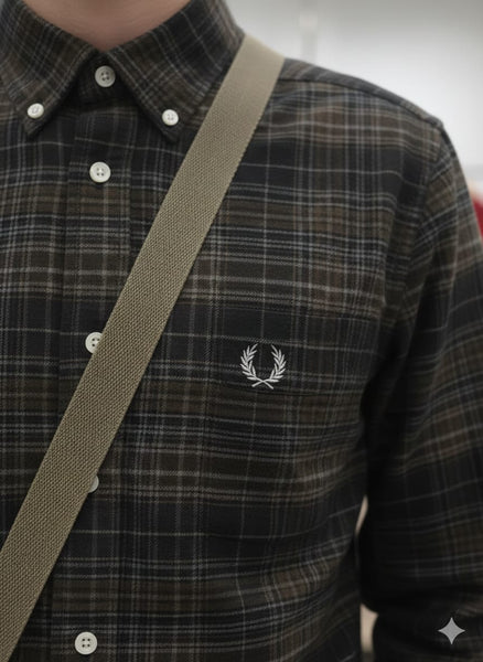 Dark Plaid Button-Down Shirt  Premium Cotton Casual Wear