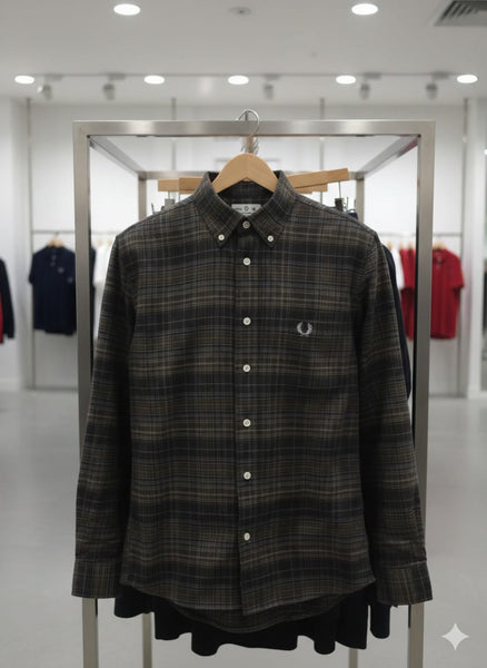 Dark Plaid Button-Down Shirt  Premium Cotton Casual Wear