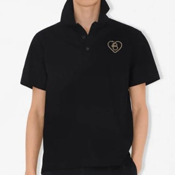 Men’s Black Polo T-Shirt with Embroidered Chest Detail