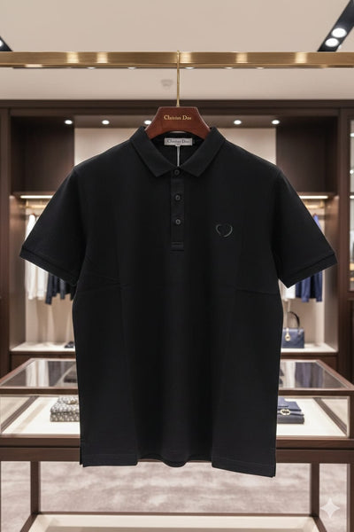 Premium Black Designer Polo T-Shirt with Minimal Logo Detail