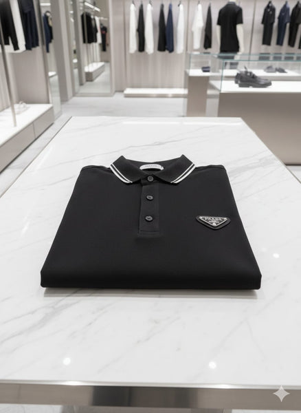 Luxury Classic Black Polo T-Shirt with Signature Logo