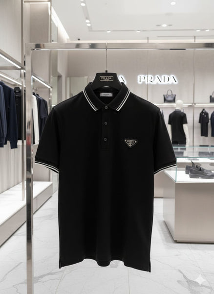 Luxury Classic Black Polo T-Shirt with Signature Logo