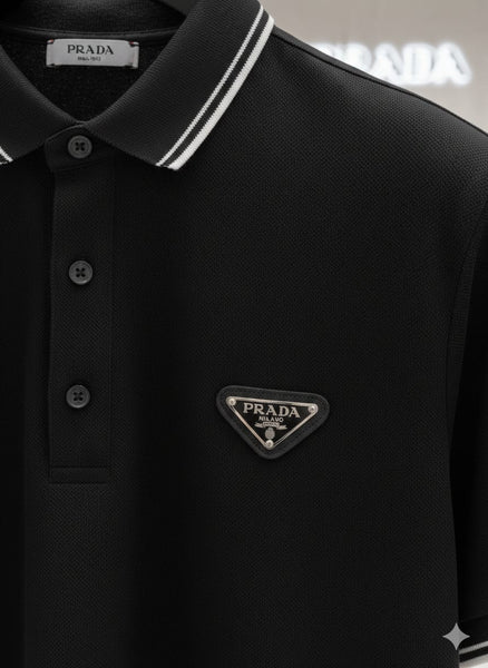 Luxury Classic Black Polo T-Shirt with Signature Logo