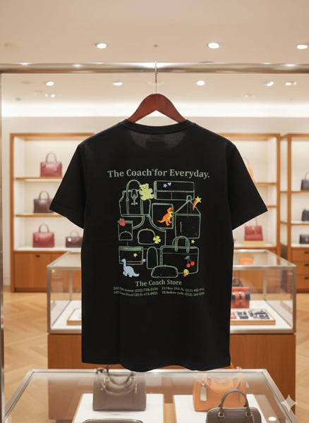Black Graphic T-Shirt with Front Logo & Playful Back Print