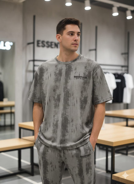 Men’s Grey Printed T-Shirt & Track pant Set Casual Comfort Wear
