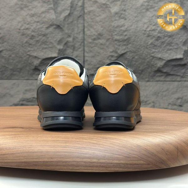Premium  Black Monogram Low-Top Sneakers with Gold Accent
