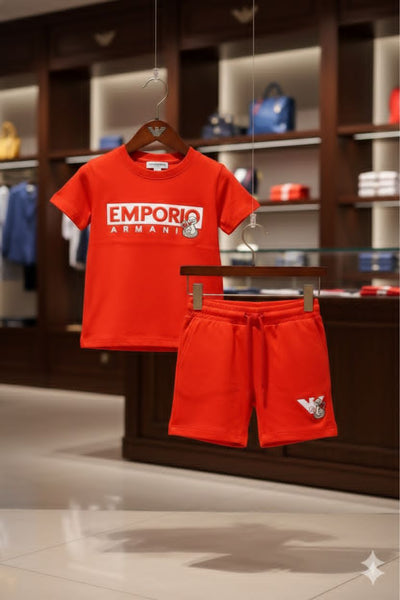 Kids Premium Red T-Shirt & Shorts Set Stylish Summer Outfit