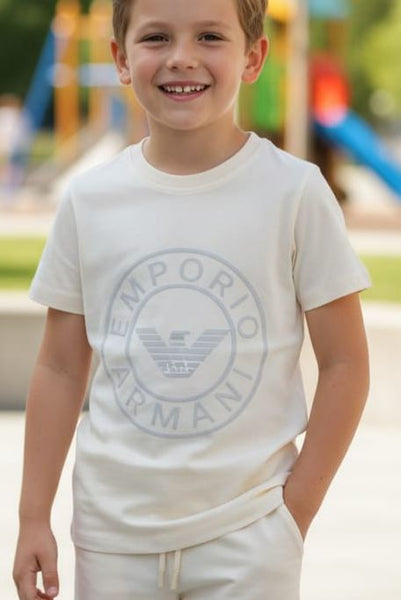 Kids Premium White T-Shirt & Shorts Set