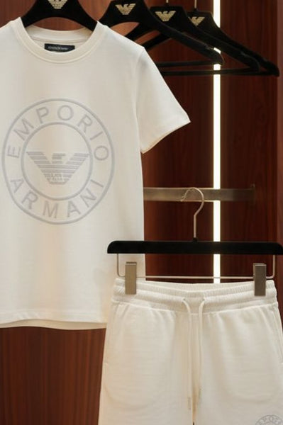 Kids Premium White T-Shirt & Shorts Set