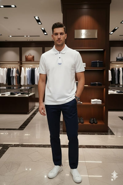 Premium White Graphic Back Print Polo T-Shirt