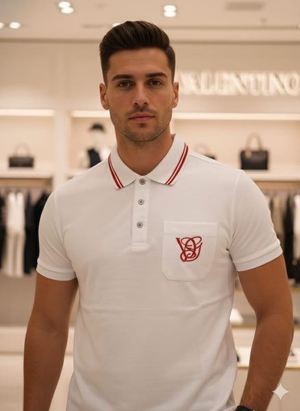 Exclusive Brand  Classic White Polo T-Shirt with Red Signature Logo