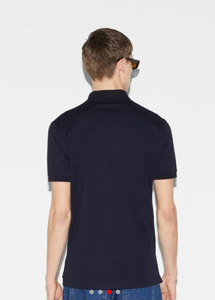 Luxury Navy Designer Polo T-Shirt with Signature Web Collar