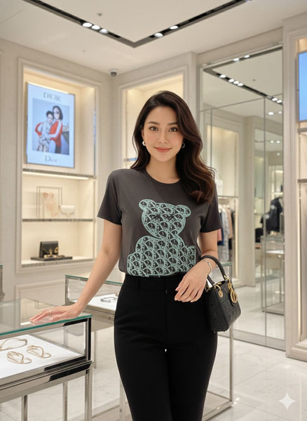 Women’s Graphic Teddy Print T-Shirt– Stylish Casual Round Neck Tee