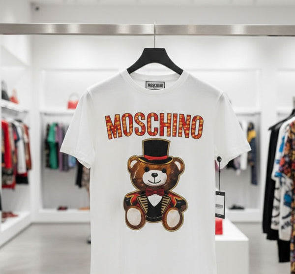 Premium Graphic Print White T-Shirt with Teddy Design
