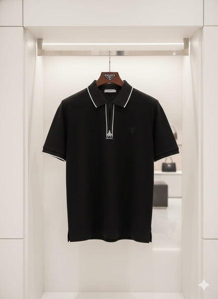 Men’s Premium Zip Collar Polo T-Shirt  Stylish Solid Smart Casual Tee