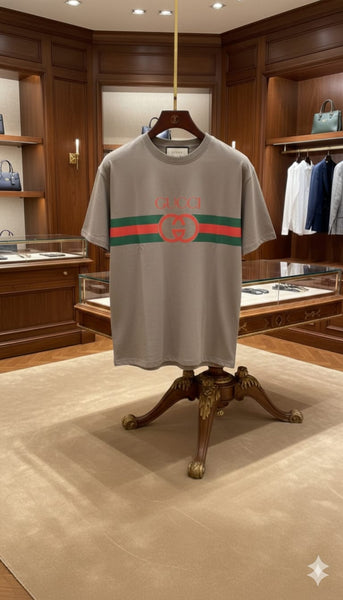 Premium Classic Logo Stripe Designer T-Shirt for Men