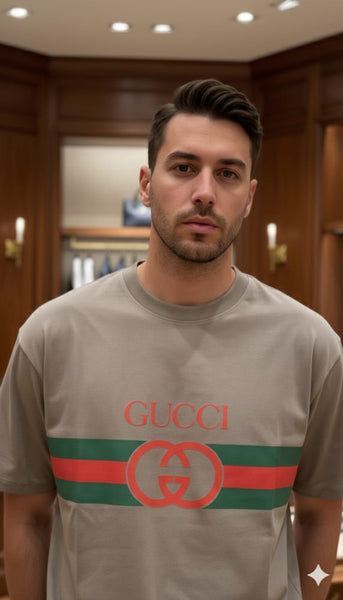 Premium Classic Logo Stripe Designer T-Shirt for Men