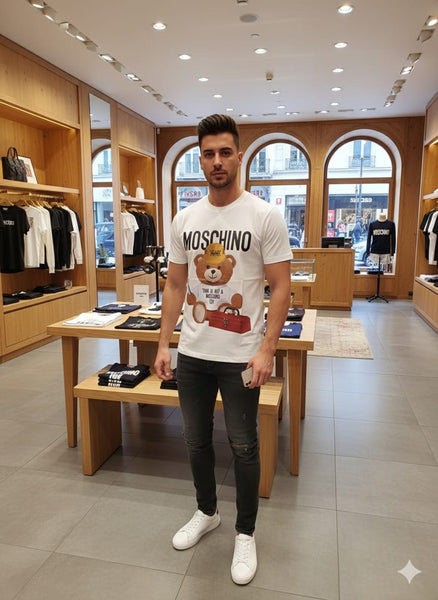 Imported White Brand Teddy Print T-Shirt – Iconic Designer Style