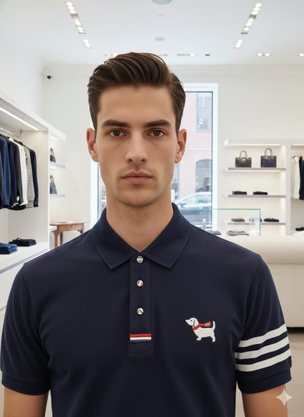 Elegant Polo T-Shirt with Signature Sleeve Stripes