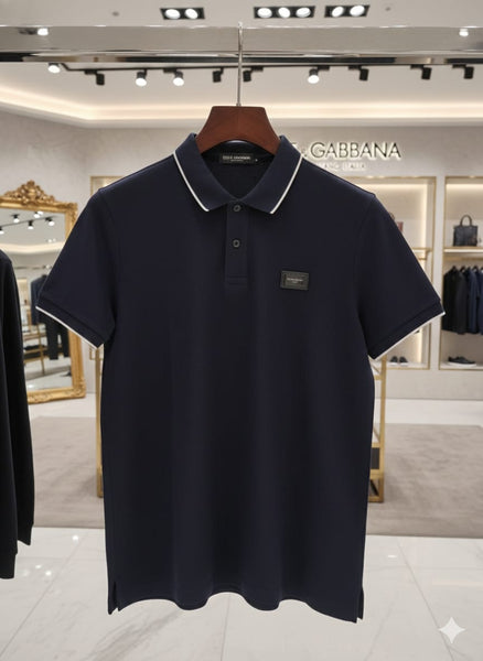 Premium Navy Blue Polo T-Shirt with Contrast Piping