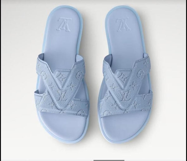Premium Light Blue Textured Slippers Stylish Comfort Summer Footwear