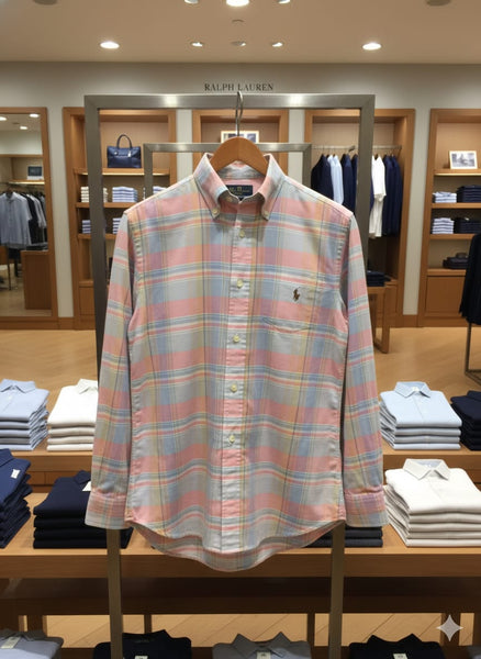 Men’s Pastel Plaid Casual Shirt  Smart Fit Long Sleeve Everyday Wear