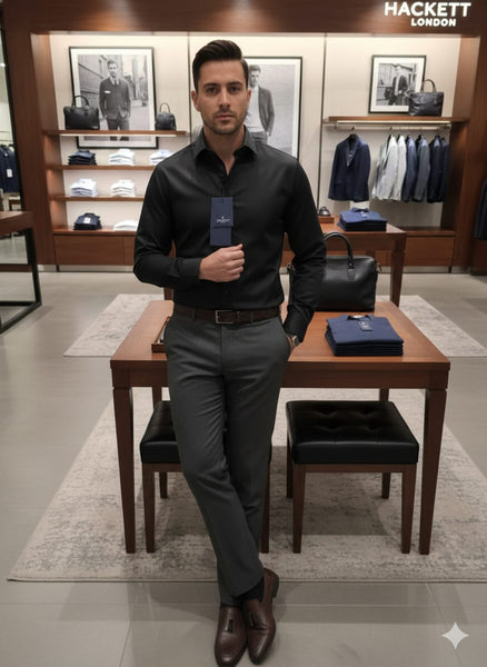 Men’s Premium Black Formal Shirt Regular Fit Elegance with Luxury Finish