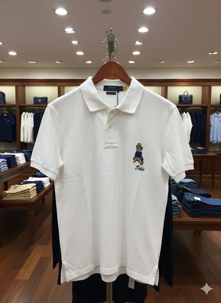 Premium Classic White Polo T-Shirt with Embroidered Logo