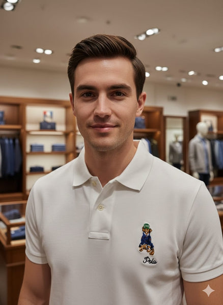 Premium Classic White Polo T-Shirt with Embroidered Logo