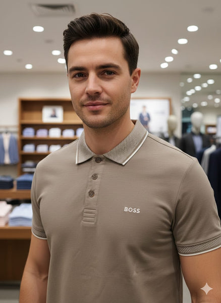 Men’s Premium Beige Polo T-Shirt with Contrast Collar