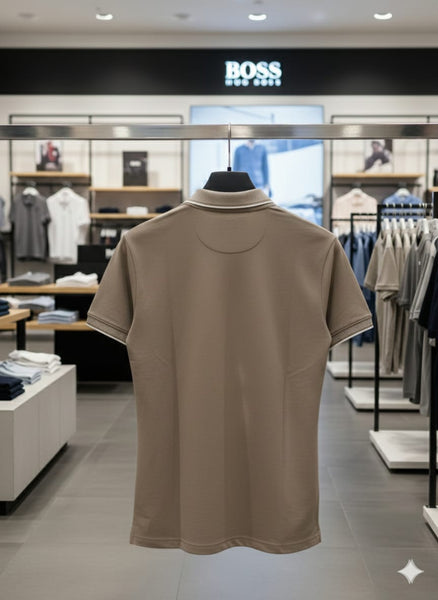 Men’s Premium Beige Polo T-Shirt with Contrast Collar