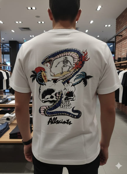 Men’s White Graphic Printed T-Shirt – Stylish Everyday Casual