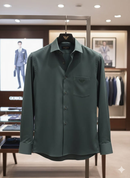 Premium Men’s Solid Green Formal Shirt Stylish Slim Fit Casual & Office Wear