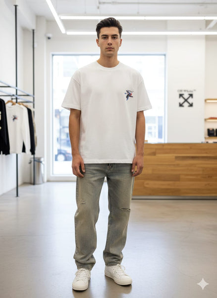 Premium White Abstract Arrow Print T-Shirt