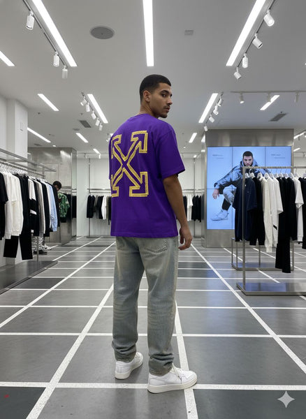 Purple Oversized T-Shirt with Iconic Arrow Back Print
