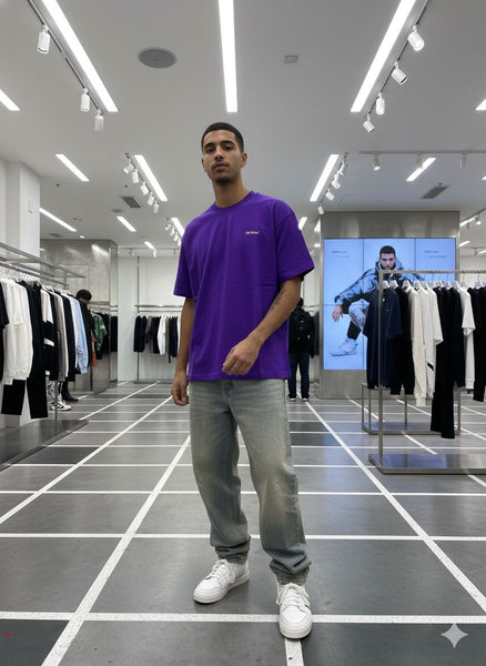 Purple Oversized T-Shirt with Iconic Arrow Back Print
