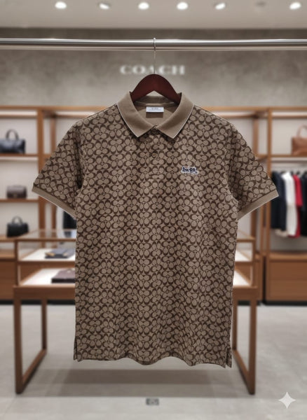 Premium Imported Brand Brown Monogram Polo T-Shirt