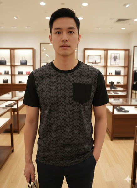 Premium Black Monogram Pocket T-Shirt