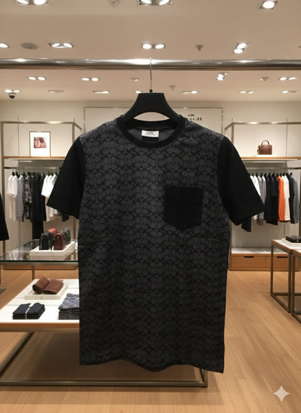 Premium Black Monogram Pocket T-Shirt