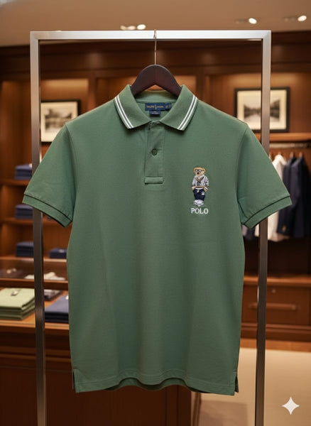 Premium Green Polo Bear Classic Polo Shirt  Premium Casual Style