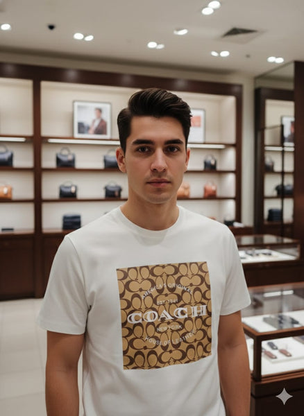 Luxury White Signature Logo Print T-Shirt