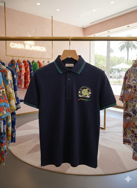 Imported Brand  Navy Graphic Polo Shirt Sporty Luxury Edition