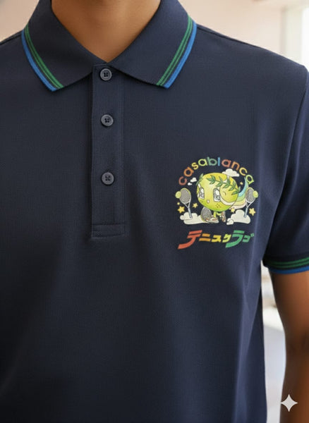 Imported Brand  Navy Graphic Polo Shirt Sporty Luxury Edition