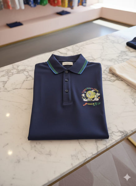 Imported Brand  Navy Graphic Polo Shirt Sporty Luxury Edition