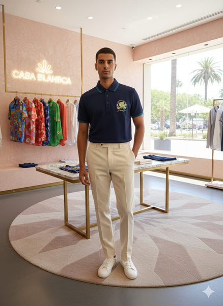 Imported Brand  Navy Graphic Polo Shirt Sporty Luxury Edition